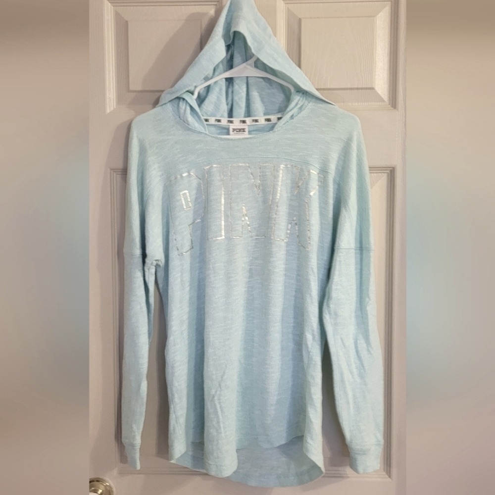 Victoria's Secret PINK Light greenish blue long sleeved hoodie